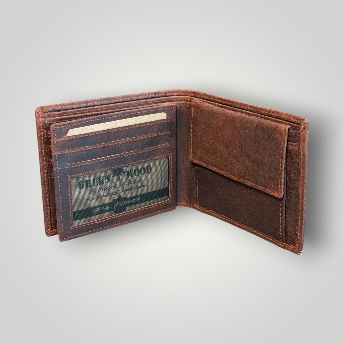 Мъжки кожен портфейл "Green Wood"